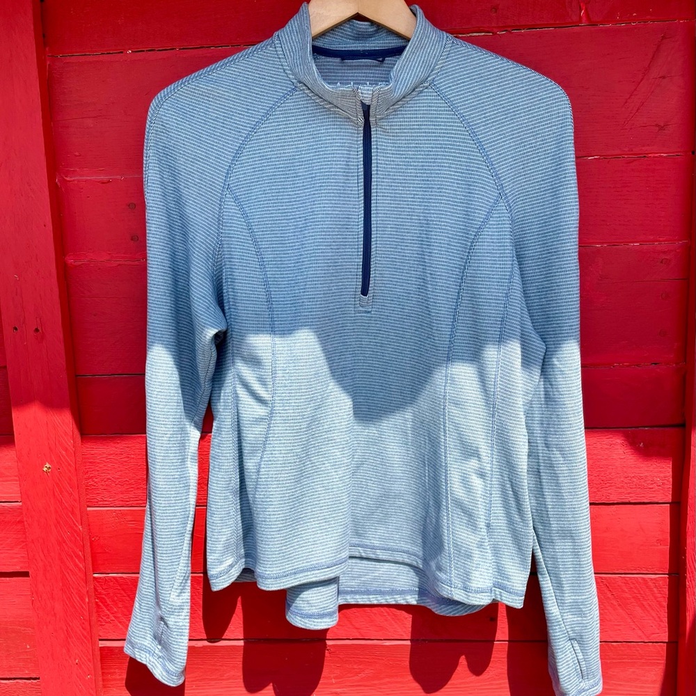 Avalanche striped long sleeve zip up collar athletic top